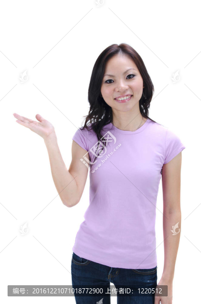 靠近一個(gè)年輕的亞洲女人的手勢