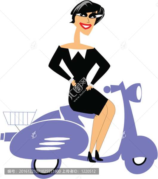 女人在滑板車