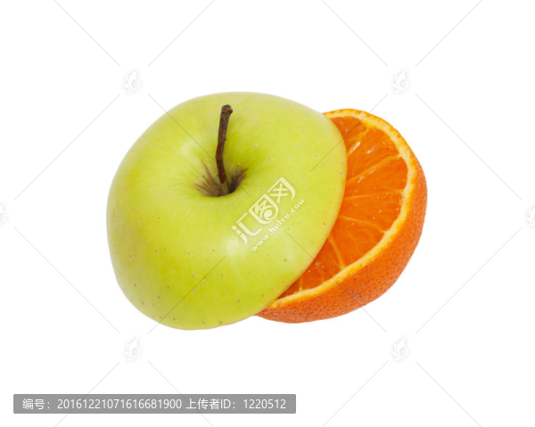 切了嗎？蘋果和Tangerine夜店的白色背景？