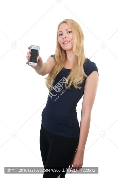 漂亮女孩帶手機