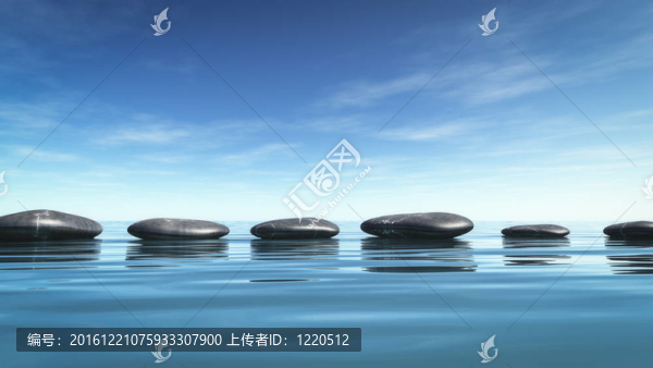 藍(lán)色海洋中的石階
