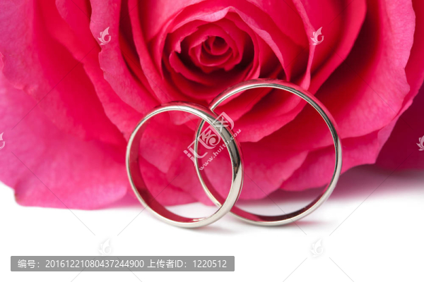 結(jié)婚戒指和粉紅玫瑰