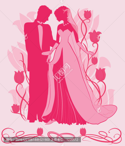 華麗的新娘和Groom,Silhouette
