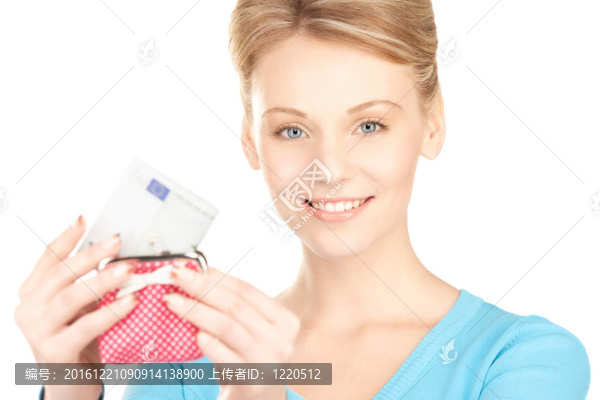 可愛的女人錢包和錢