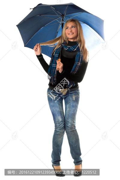 美麗的俏皮金發(fā)碧眼的雨傘