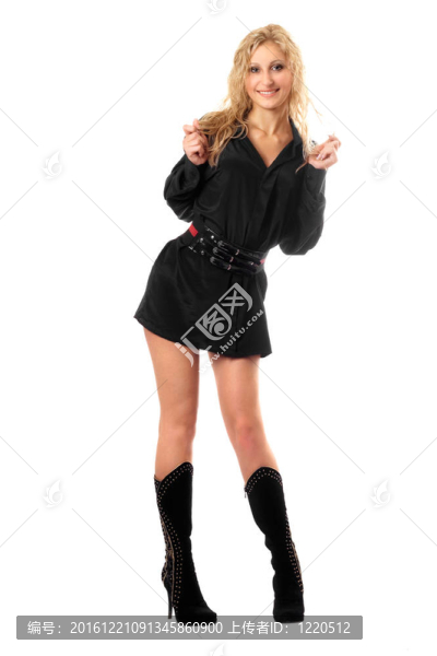 黑衣美女微笑美女