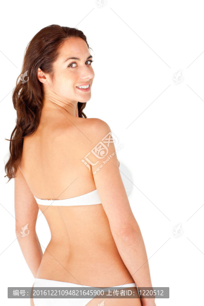 迷人的西班牙女人穿比基尼