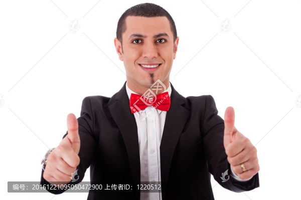 成功人士的一半長度豎起大拇指