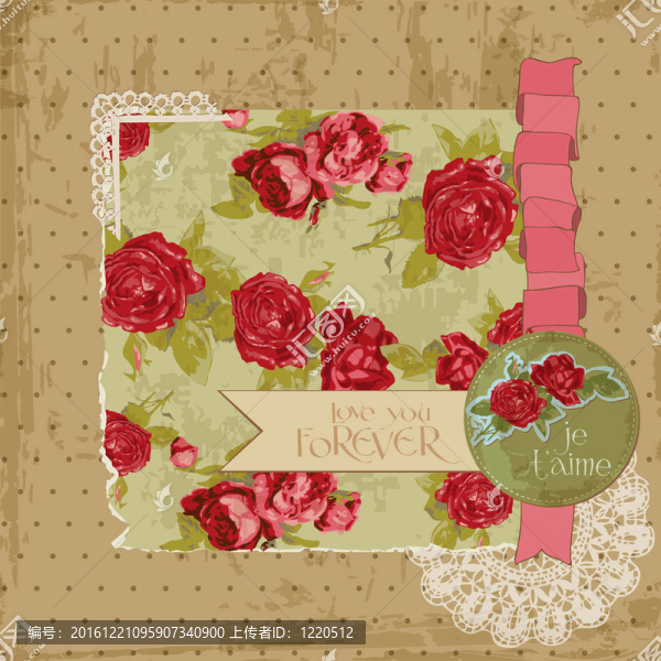 剪貼簿的設(shè)計(jì)元素復(fù)古Flowers,Scrapbook,Page