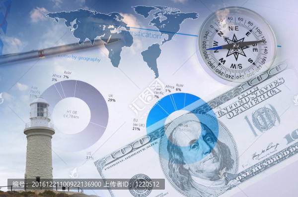 金融圖表與背景燈塔