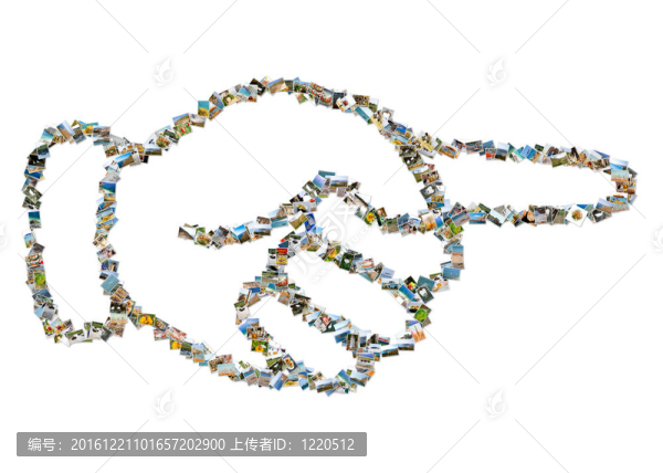 用手指指示；照片拼貼