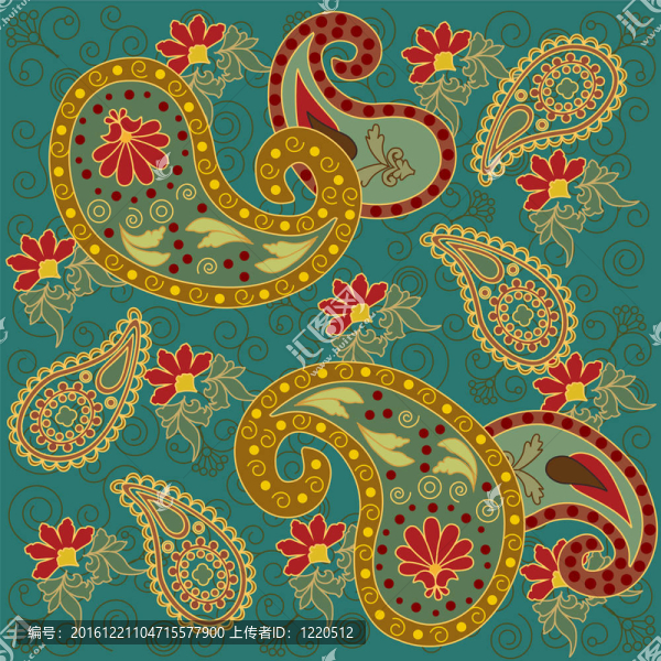 美麗的Green,Colored,Paisley