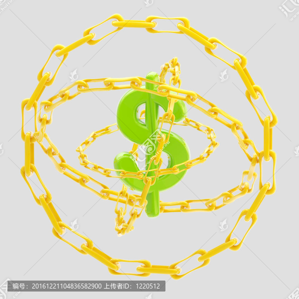 美元符號(hào)包圍的金色鏈分離