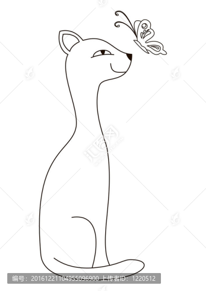 貓與蝴蝶；輪廓
