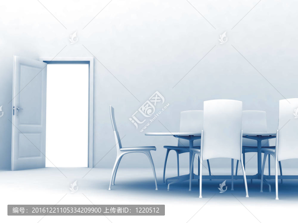 調(diào)光臺；椅子和打開的門
