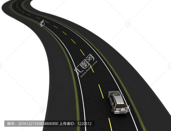 白色現(xiàn)代車(chē)在蜿蜒的柏油路