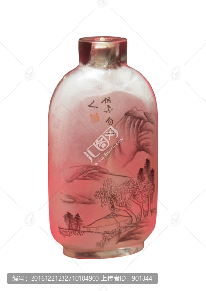 清,玻璃內(nèi)畫山水梅雀鼻煙壺