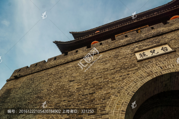 臺(tái)兒莊古城城樓一角
