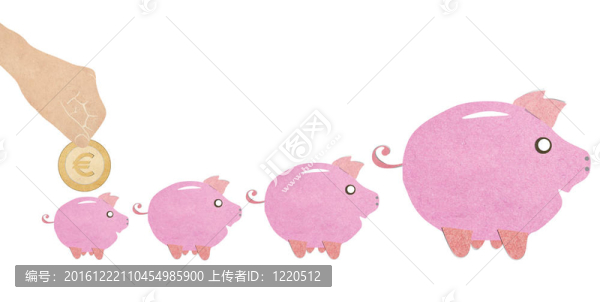 手插進(jìn)一枚粉紅色的小豬存錢罐再生紙