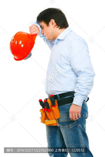 疲倦的建筑工人