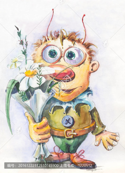 性格男孩與花