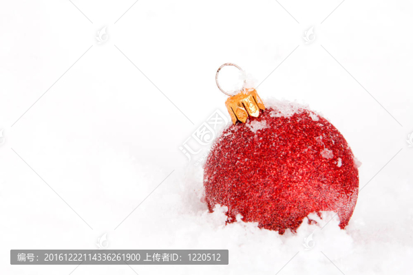 藍(lán)色和紅色的金色圣誕雪球