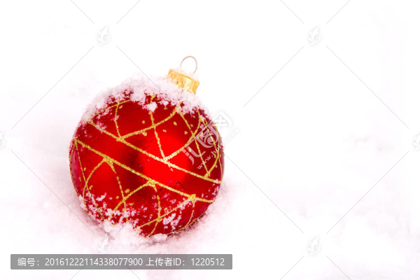 藍(lán)色和紅色的金色圣誕雪球