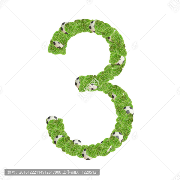 字母的葉子在白色背景的足球
