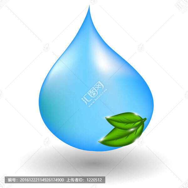 綠葉水滴。插畫