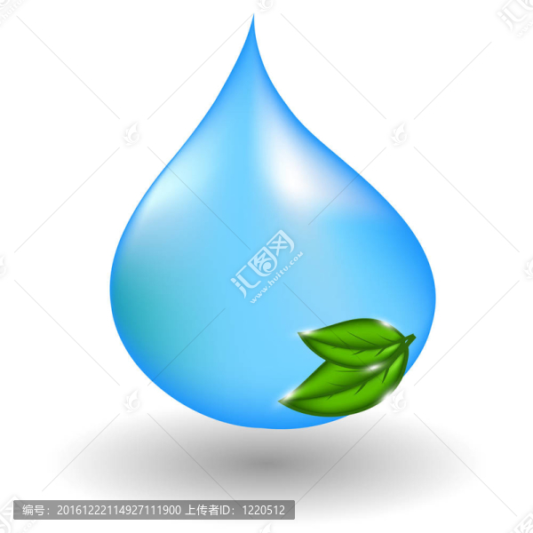 綠葉水滴。插畫