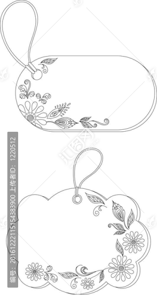花卉圖案標(biāo)簽；輪廓