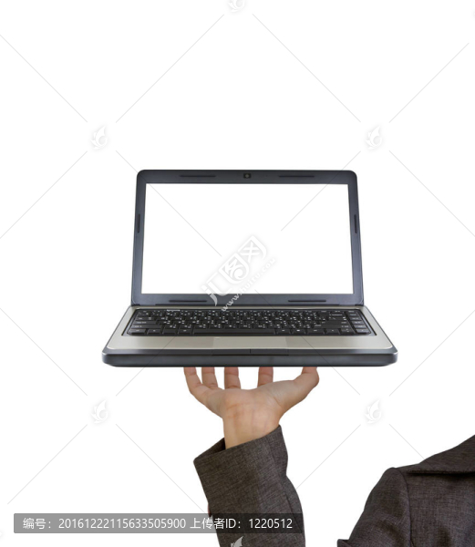 手拿著筆記本電腦作為托盤的手指