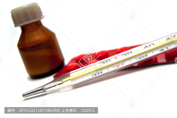 藥瓶；藥片和溫度計(jì)