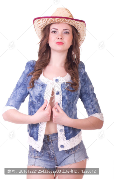漂亮女孩配牛仔帽