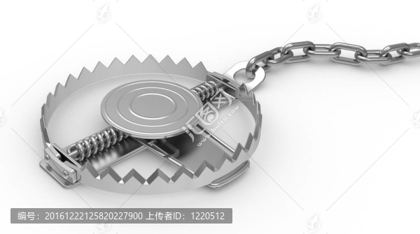 白色背景的鋼制陷阱