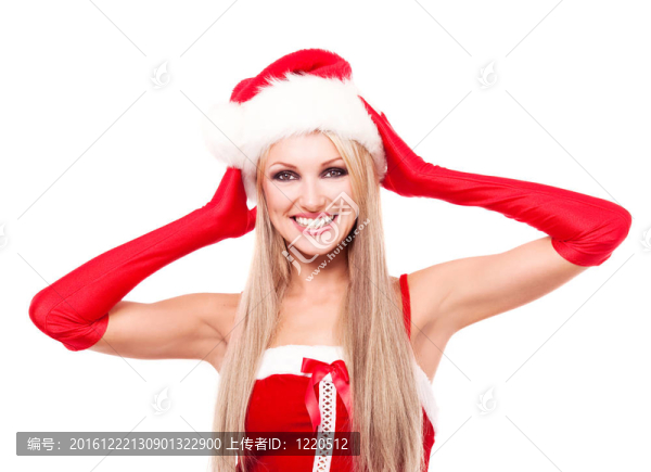 女人打扮成Santa