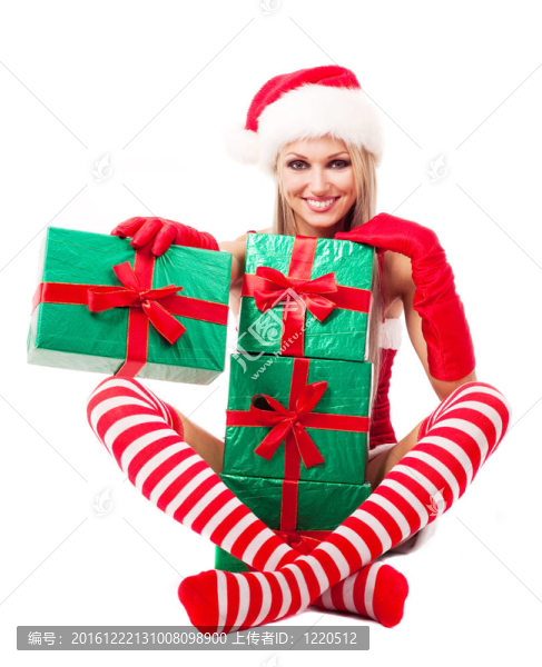 女人打扮成Santa