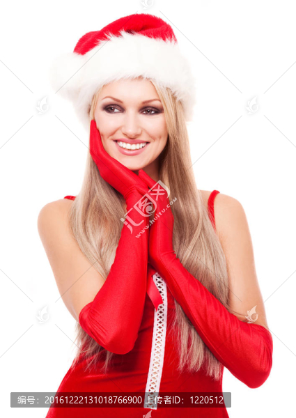 女人打扮成Santa