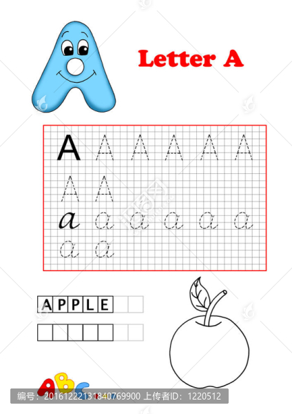 顏色的字母；蘋果