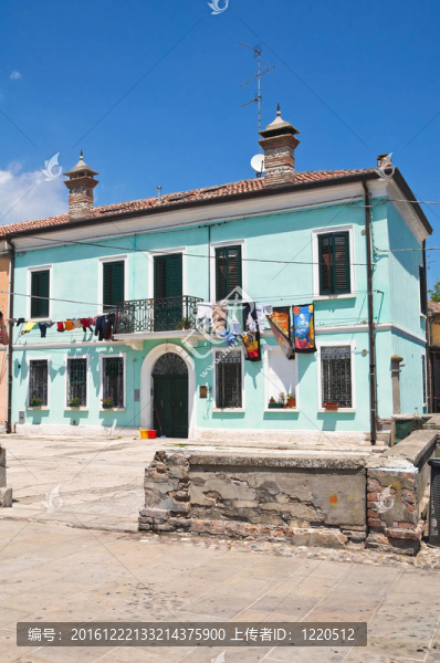典型的房子。Comacchio。Emilia,Romagna。意大利.