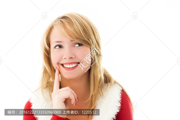 美麗體貼女孩打扮成Santa