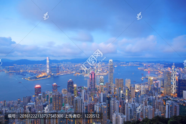 香港城市的日落