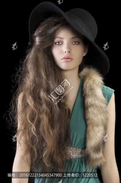 復雜的ladyportrait毛皮帽子
