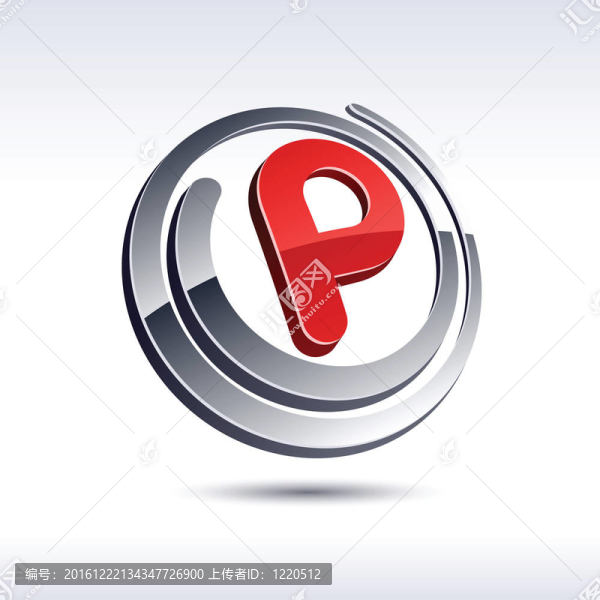 三維P字母圖標。