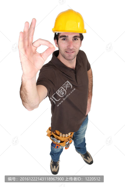 滿意的建筑工人