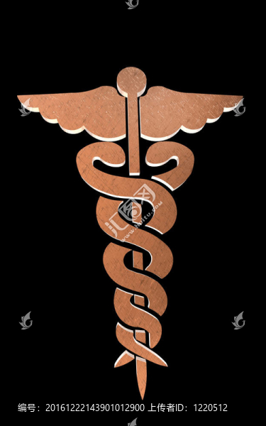 在黑色的背景Caduceus