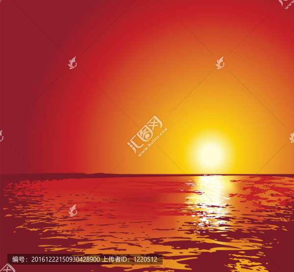 海上日落或日出；插圖