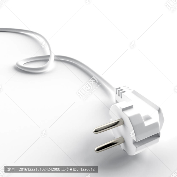 白色背景上的光電纜和電插頭