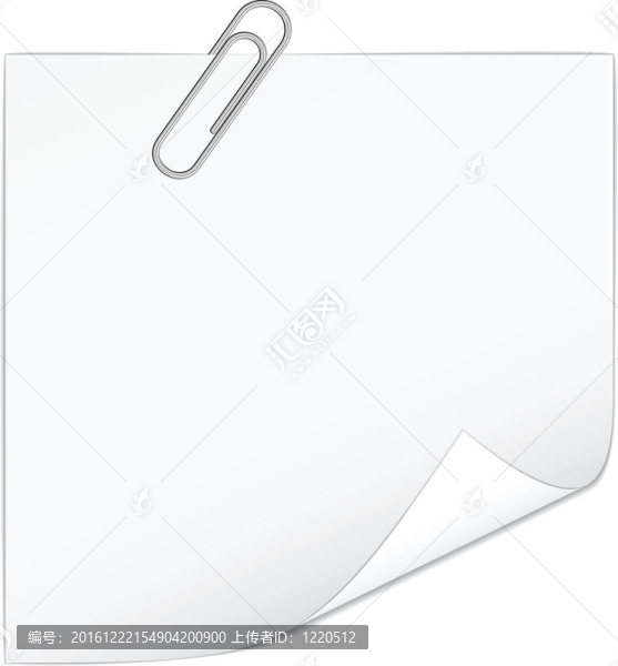 用回形針向量白便條紙