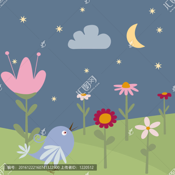 帶鳥(niǎo)的花卉賀卡